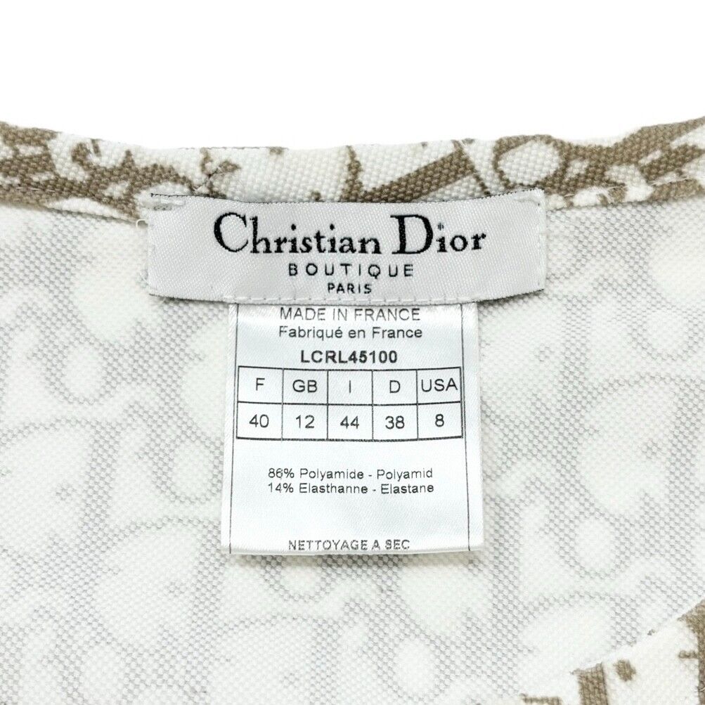 Christian Dior Vintage Trotter Monogram Logo Top #40 3/4 Sleeve White