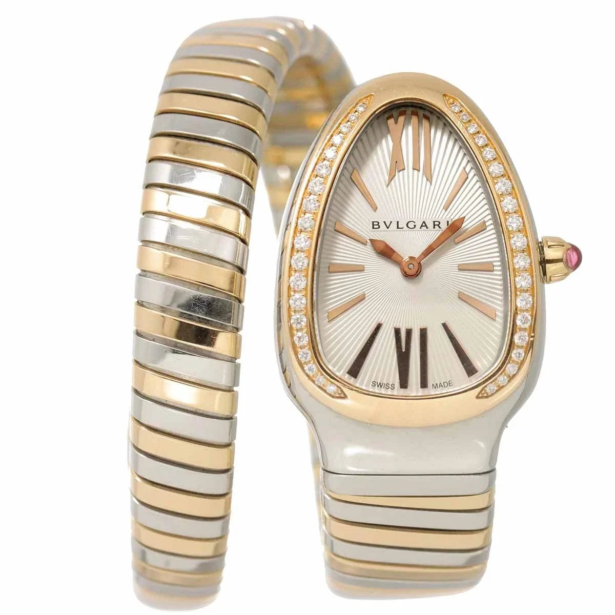 BVLGARI Serpenti Tubogas SP35SPG Quartz K18PG Quartz Silver Dial 90340315
