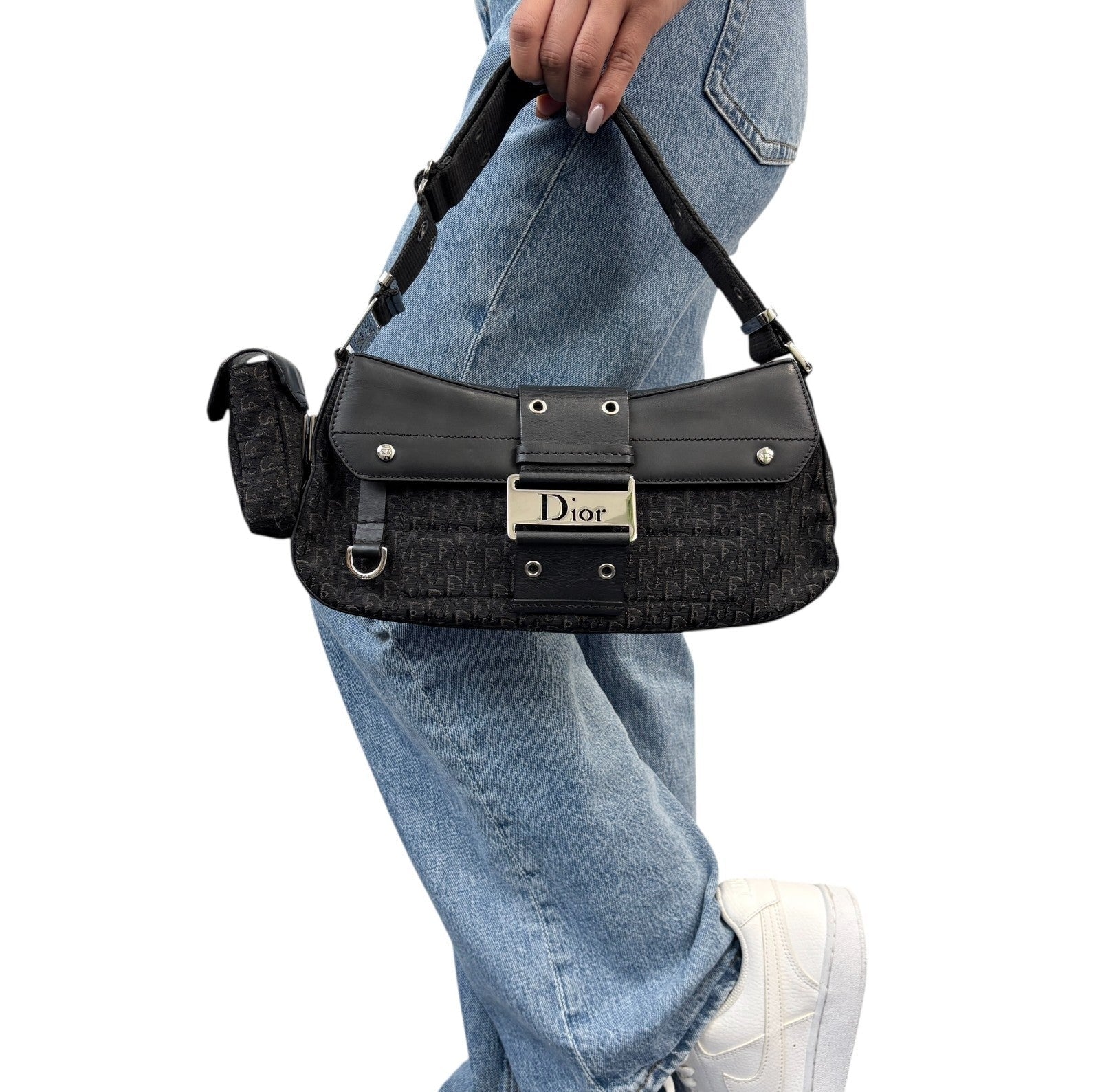 Christian Dior Vintage 2002 Trotter Street Chic Columbus Shoulder Bag Black