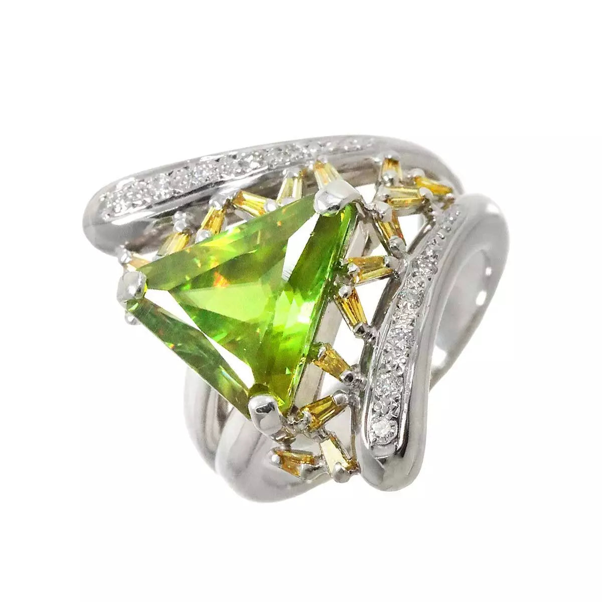 Sphene 5.99ct Diamond 0.43ct Ring 18K WG size6.75(US) 90247569