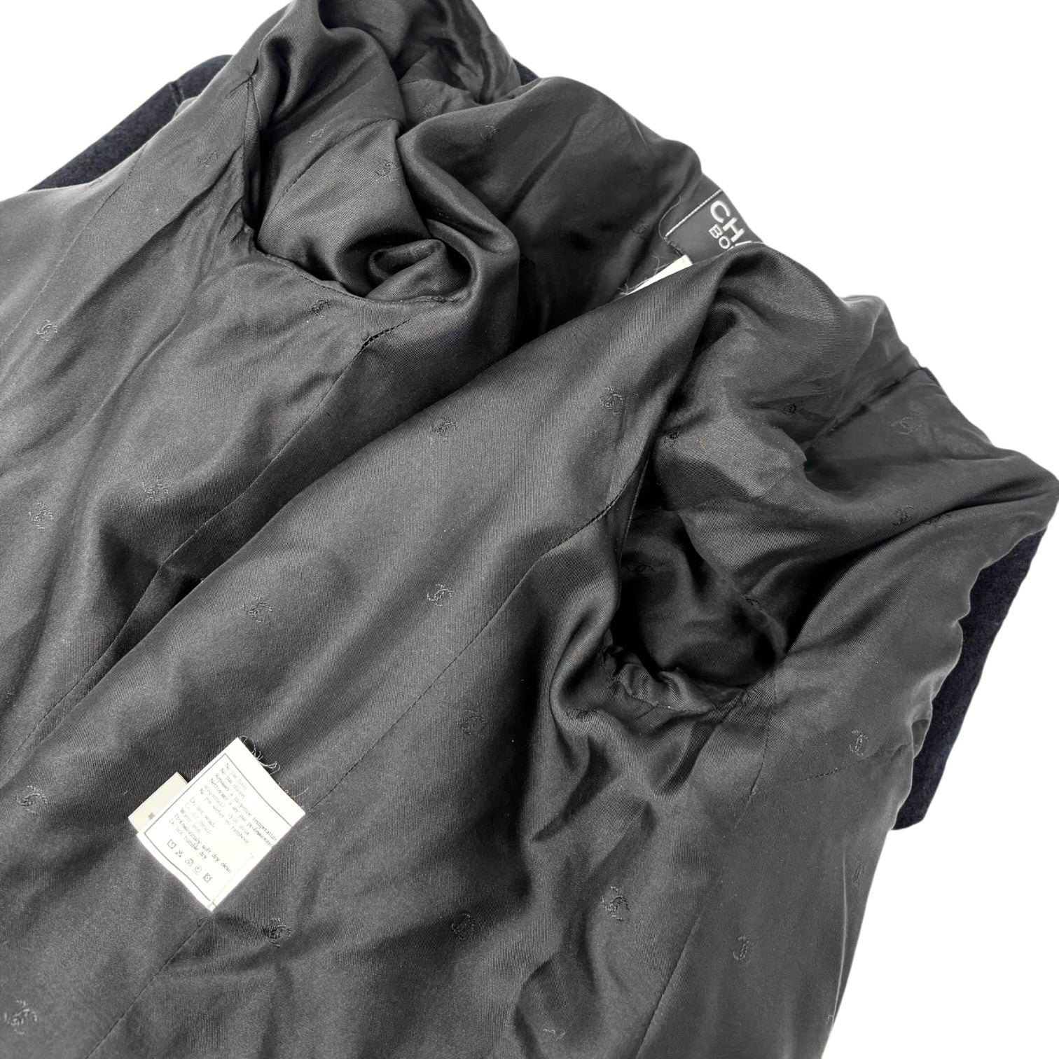 CHANEL Vintage 95A CC Mark Logo Jacket #38 Mohair Wool Black Gold Button