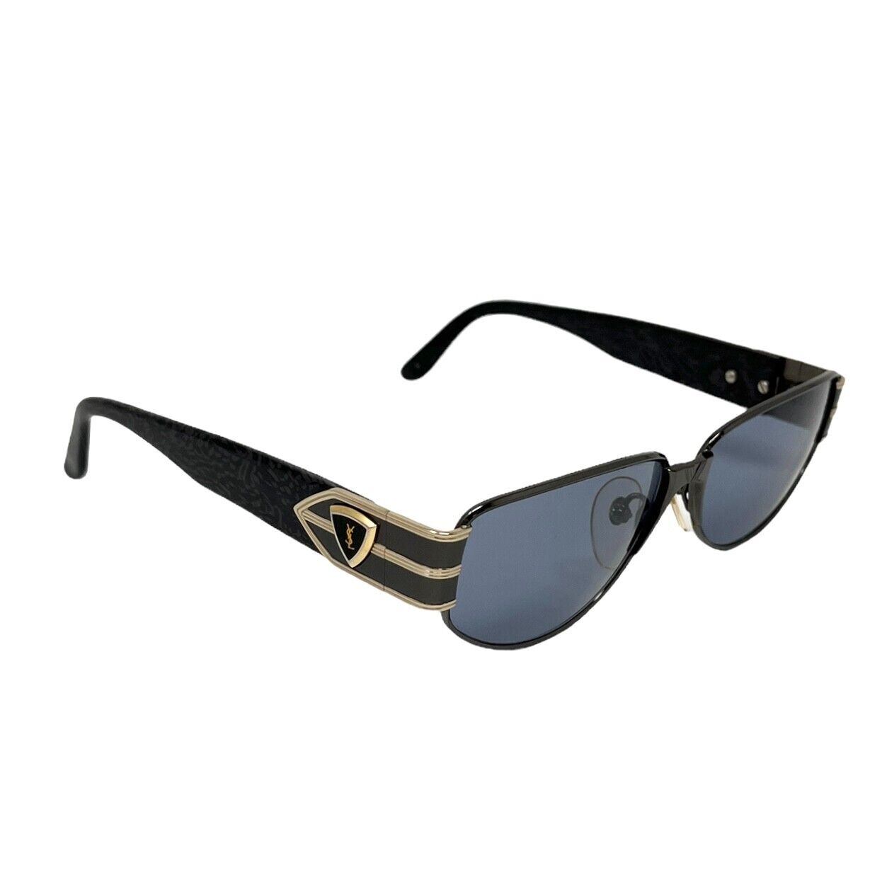 Yves Saint Laurent Vintage YSL Initial Logo Sunglass Shades Plastic Blue RankAB