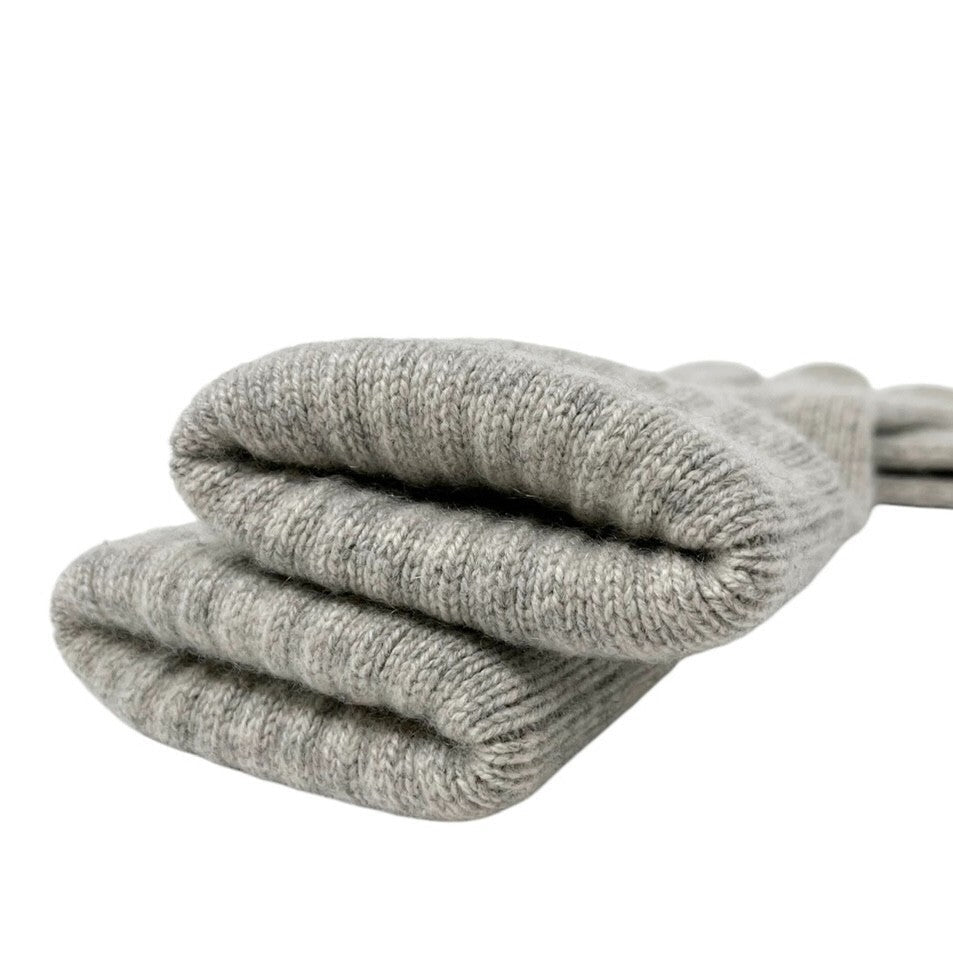 CHANEL Vintage CC Mark Logo Cashmere Knit Gloves Accessory Gray Silver