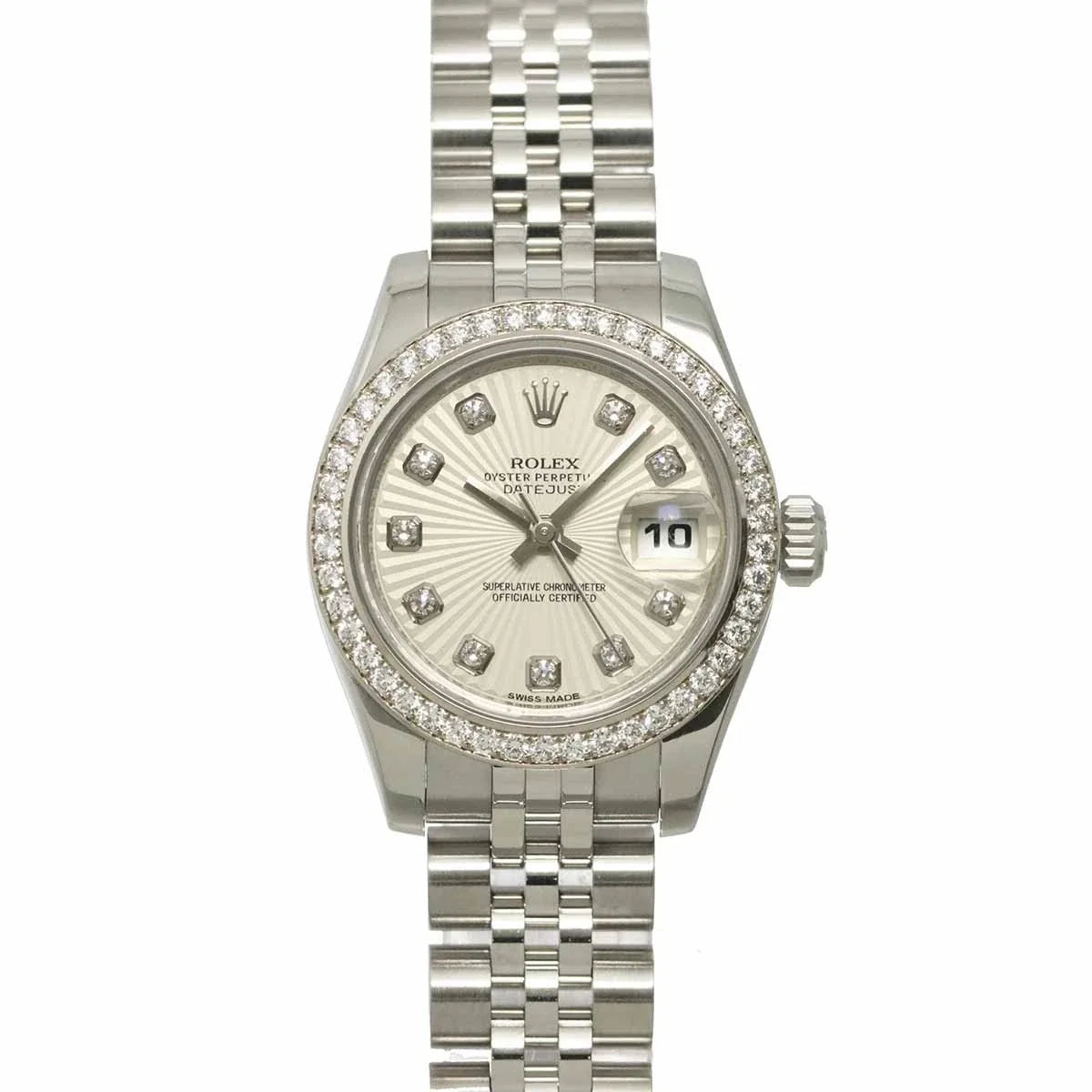 ROLEX Datejust 179384 Date Diamond 750 WG Ladies Silver gold 90324440
