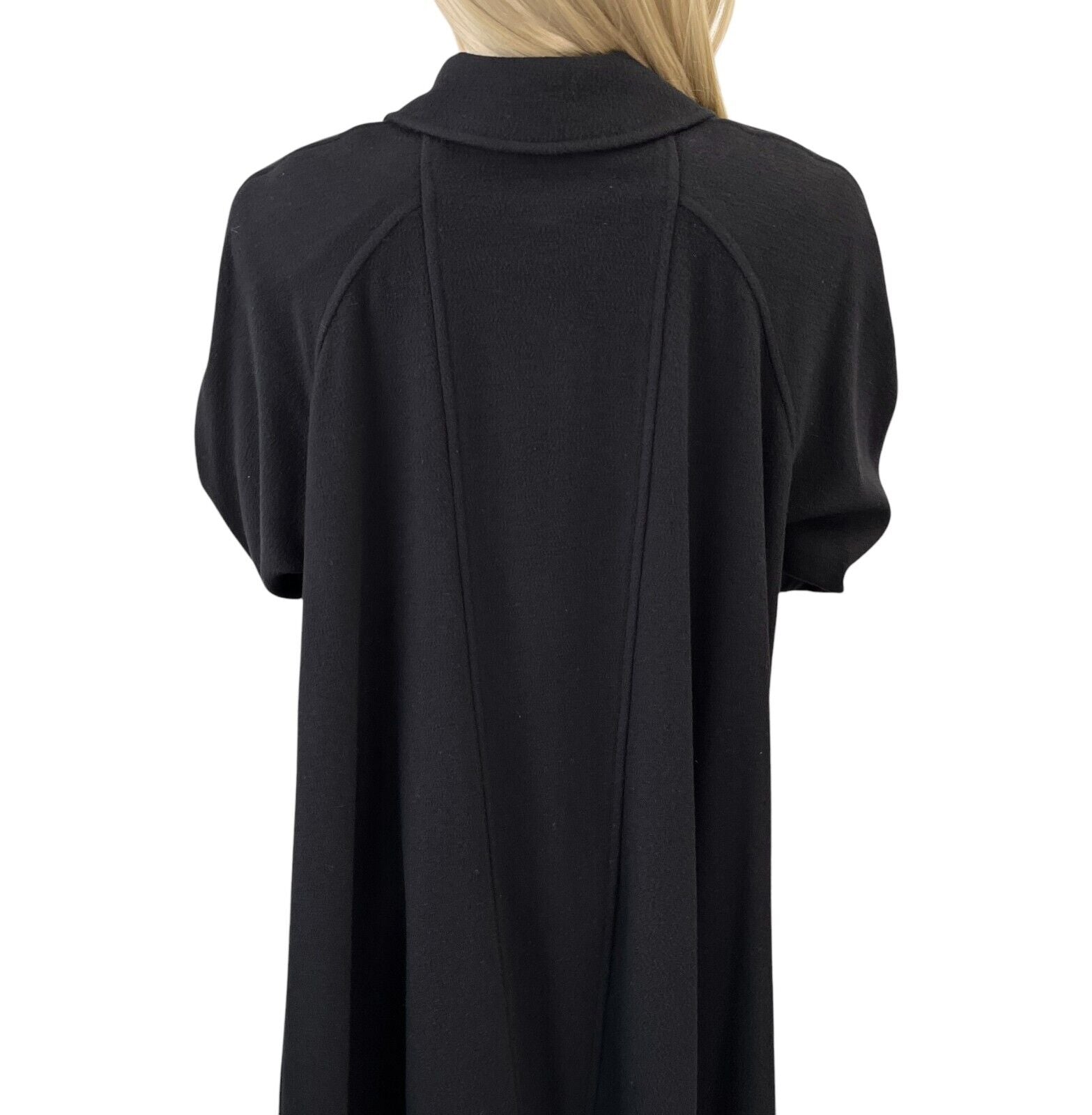 CHANEL Vintage 94A CC Logo Long Jacket Coat #36 Button Black Gold Cashmere