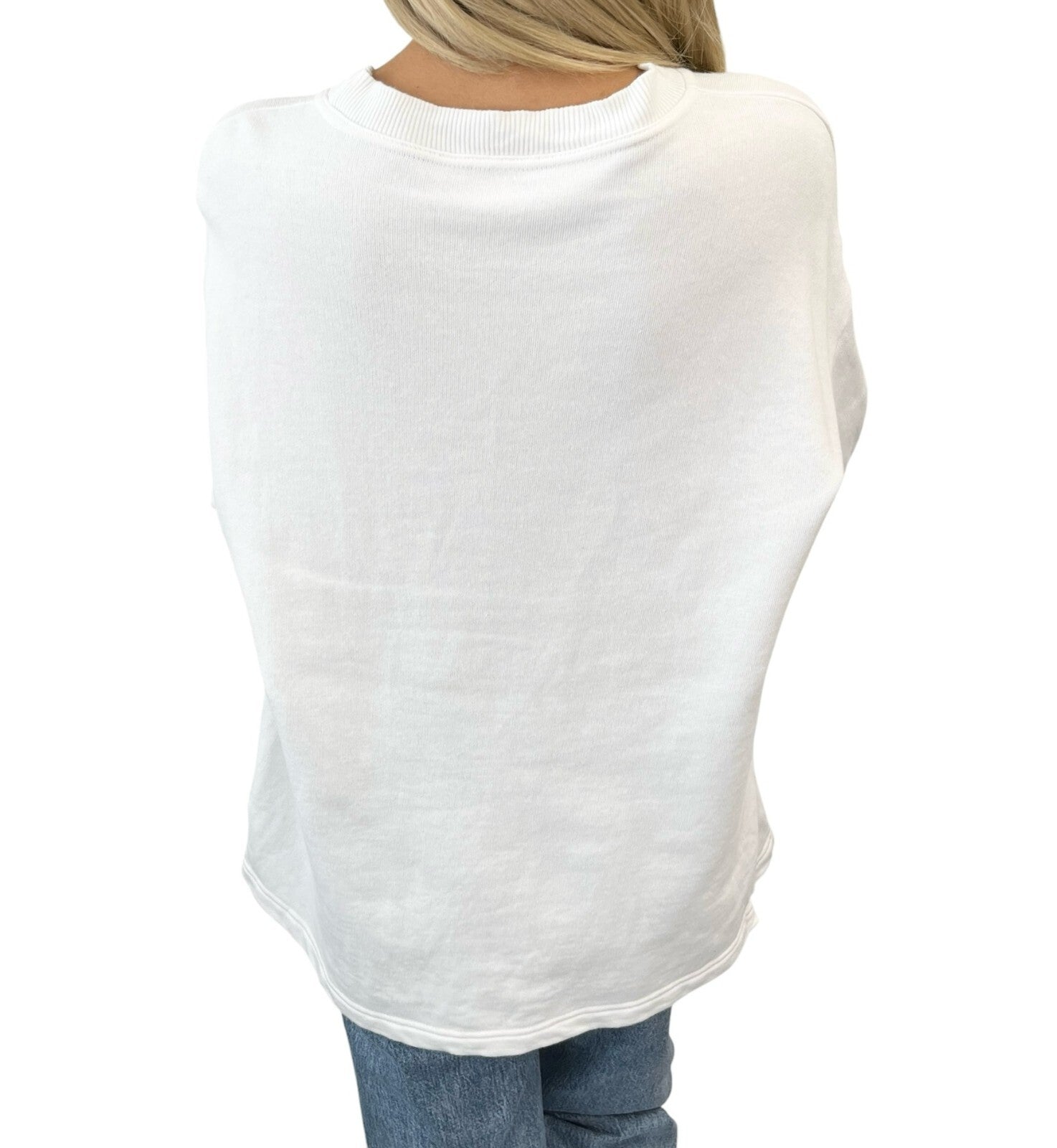 FENDI Vintage Big Logo Sweatshirt Top #40 White Cotton Pullover Long Sleeve