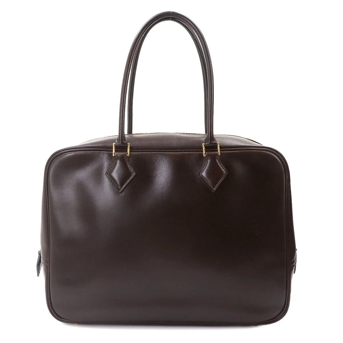 HERMES Plume 32 Hand Bag Box calf Ebene Brown Purse 90332412