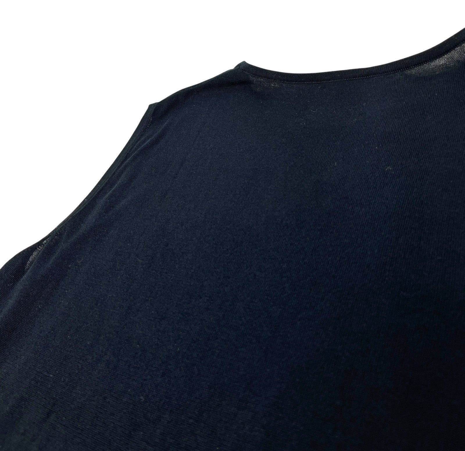 CHANEL Vintage 06P CC Logo Knit Tank Top #42 Pullover Black Cotton