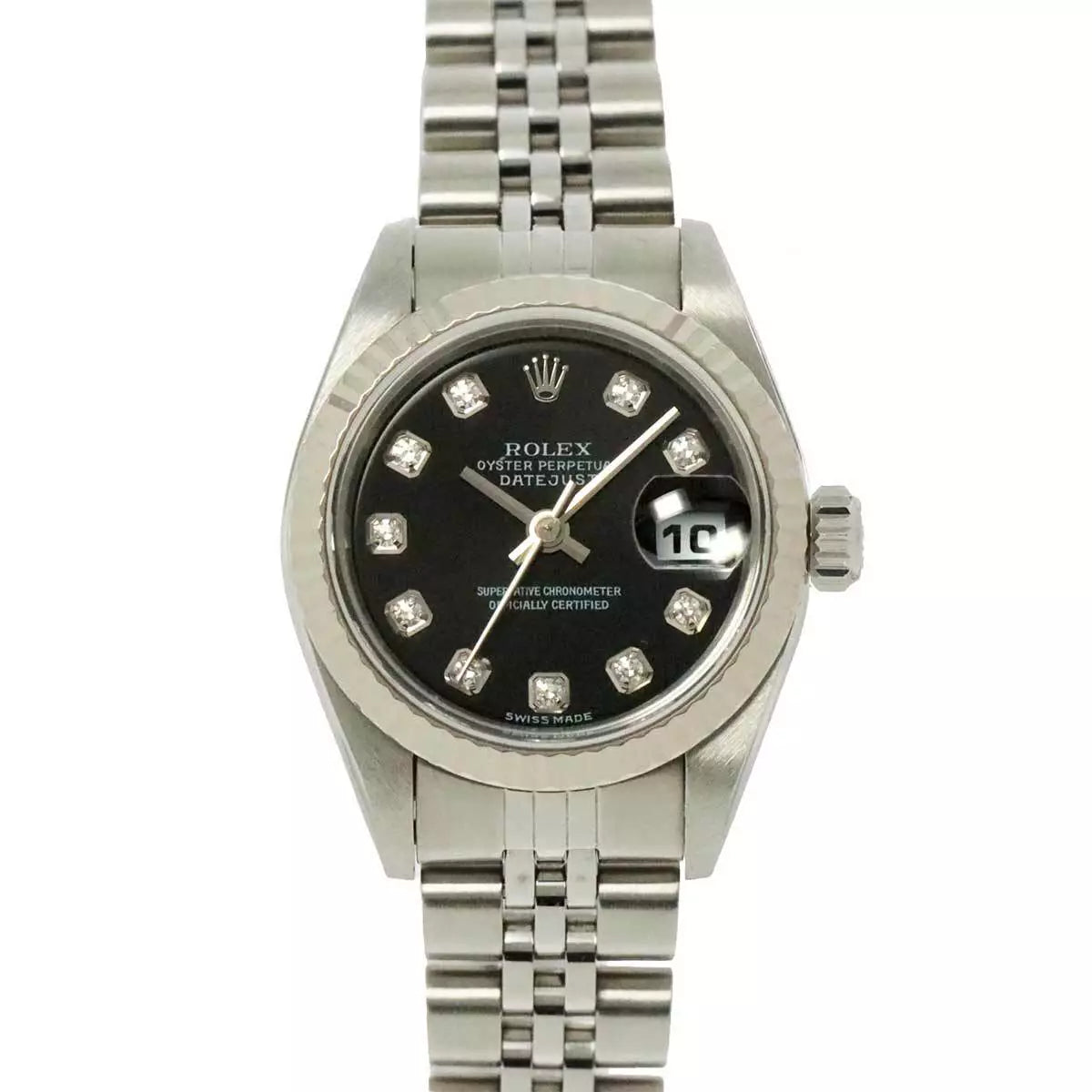 ROLEX Datejust 79174G Serial Y 10P Diamond 750 WG Black Dial Ladies 90239595