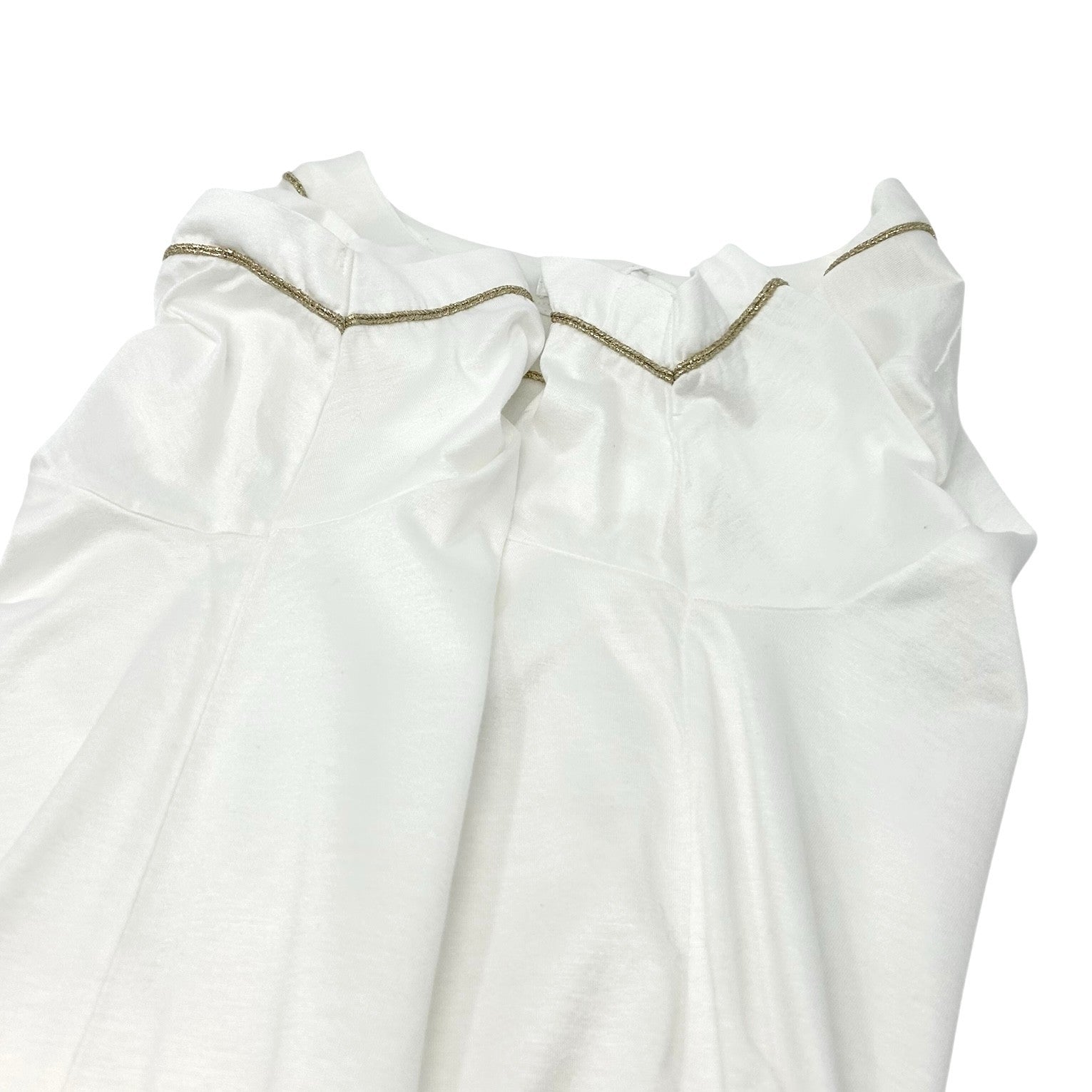 Yves Saint Laurent Vintage YSL Logo T-shirt Top #M White Gold Cotton Glitter