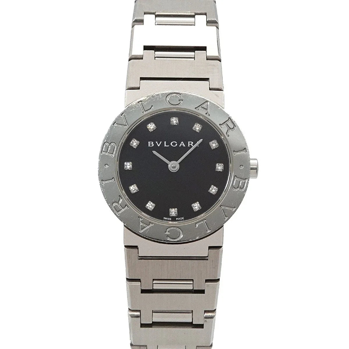 BVLGARI BVLGARIBVLGARI BB26SS 12P Diamond Quartz Black Dial Ladies 90337604
