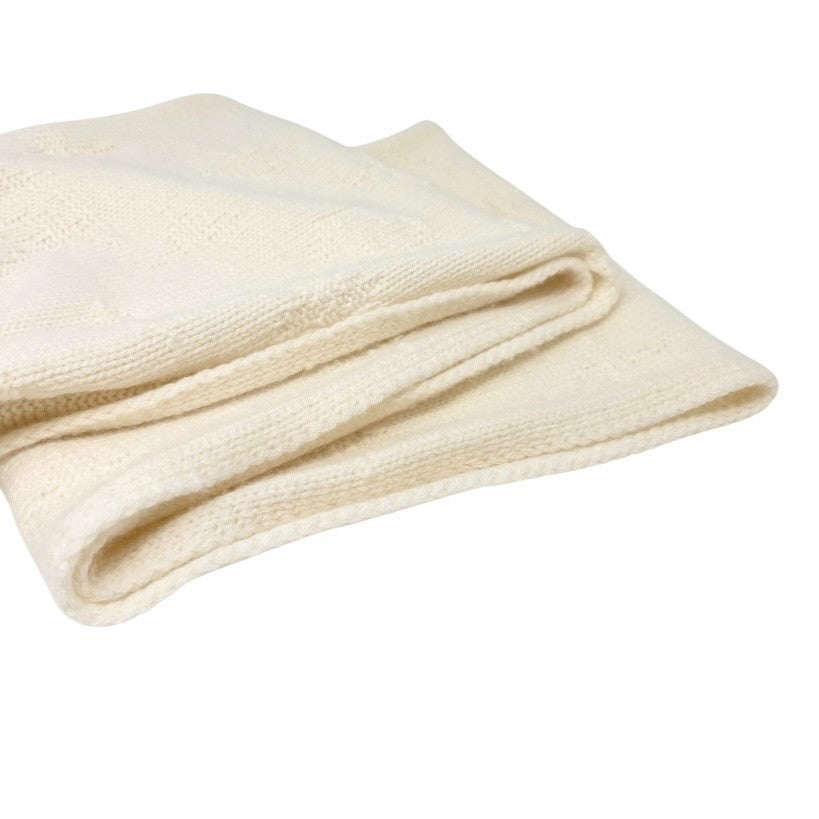 LOUIS VUITTON Vintage Monogram Escharpe Fur Scarf Shawl Cream Cashmere Logo