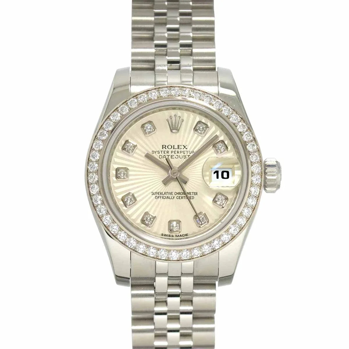 ROLEX Datejust 179384 Date Diamond 750 WG Ladies Silver gold 90289338