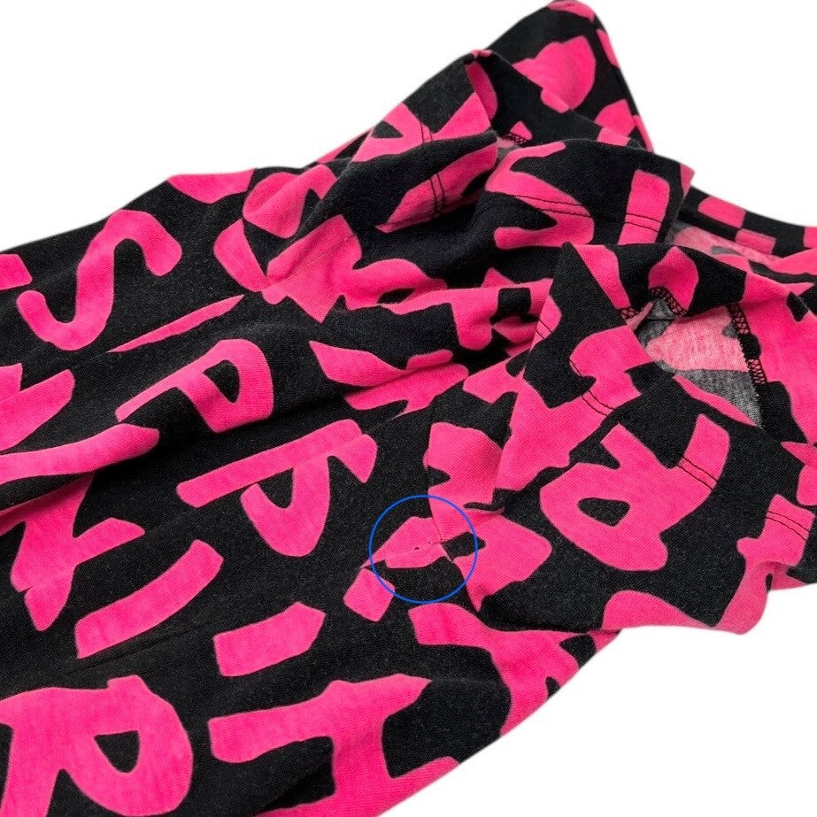 LOUIS VUITTON Vintage LV Logo Graffiti Print T-shirt Top #M Black Pink Cotton