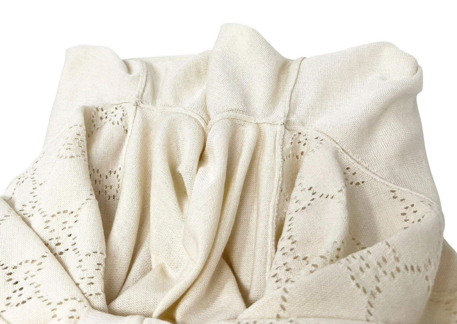 GUCCI Vintage Cardigan Sweater Top #L Punching Cream Gold Silk Cotton Nylon