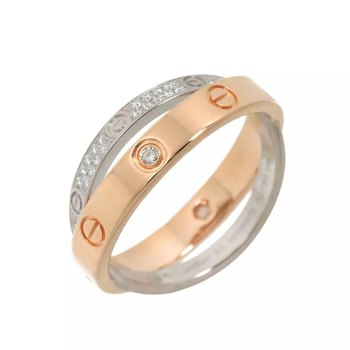 Cartier Be LOVE Full Diamond Ring 18K WG PG 750 Size53 6.25-6.5(US) 90249608