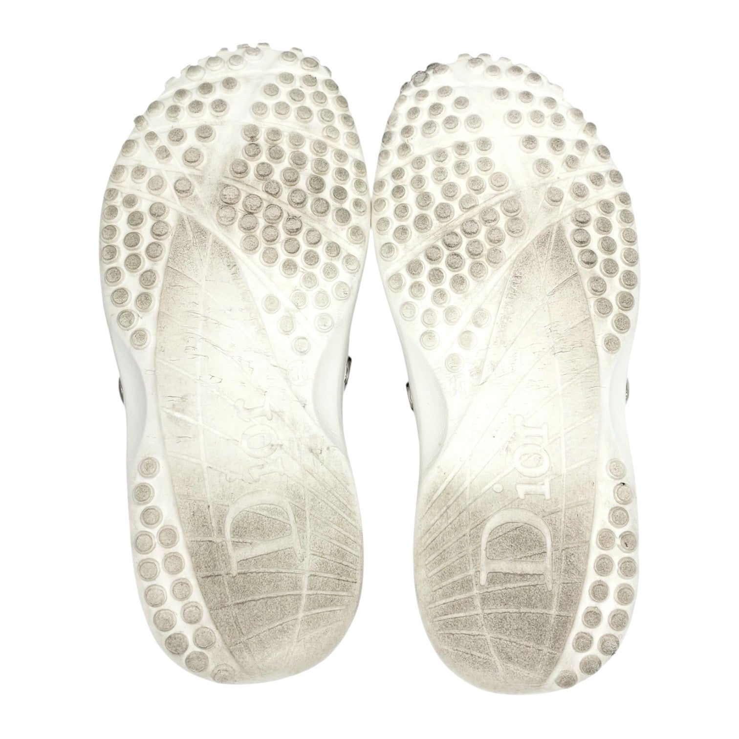 Christian Dior Vintage CD Logo Surf Chick Beach Sandals #38 White Blue Rubber