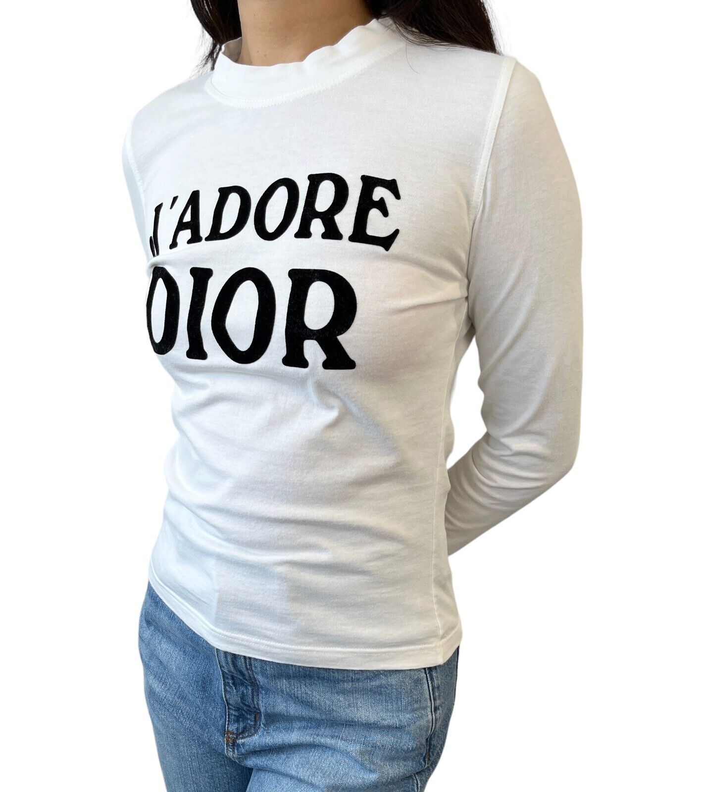 Christian Dior Vintage J'ADORE Logo Long Sleeve Top #38 T-shirt White