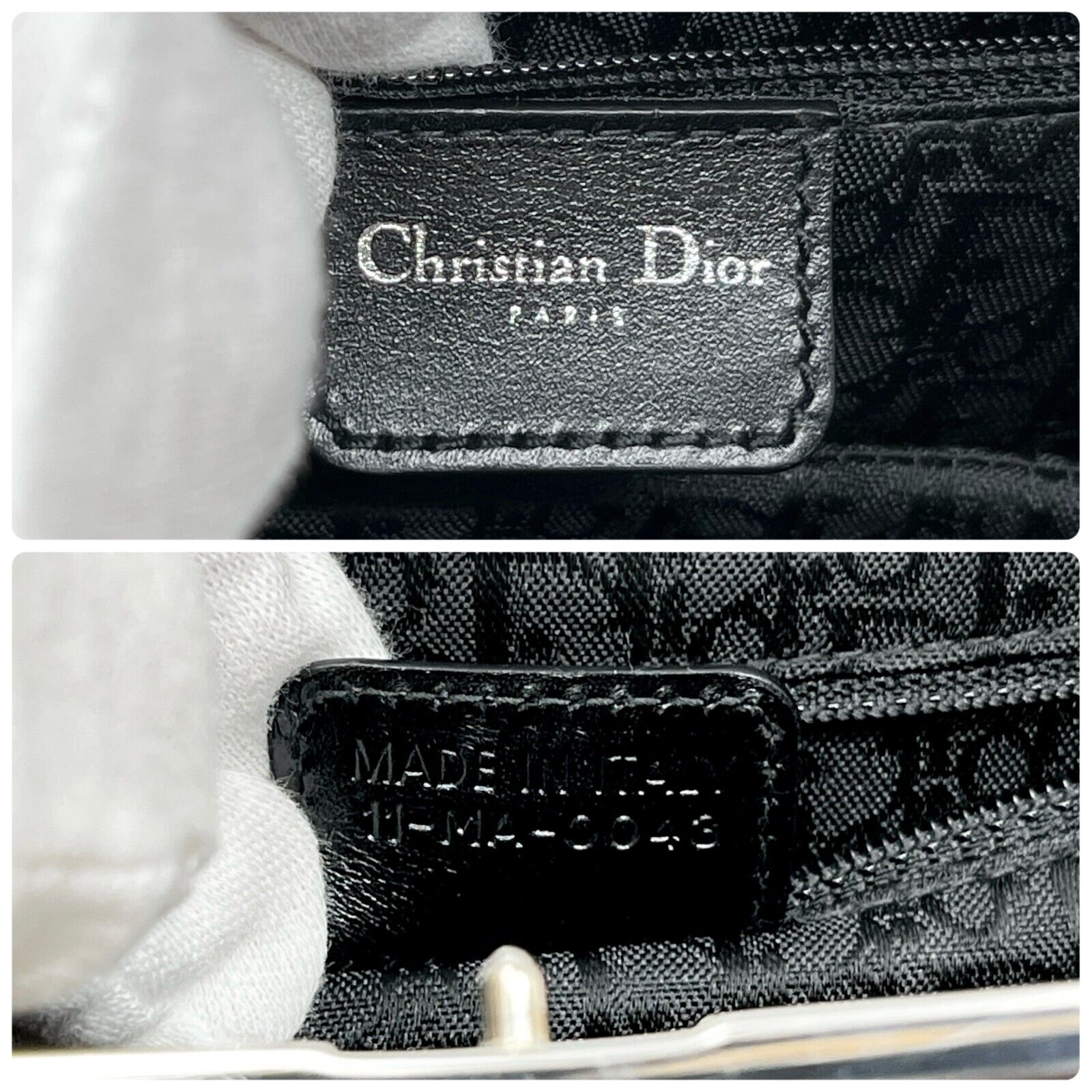 Christian Dior Vintage Logo Bondage Top Handle Bag Black Silver Leather