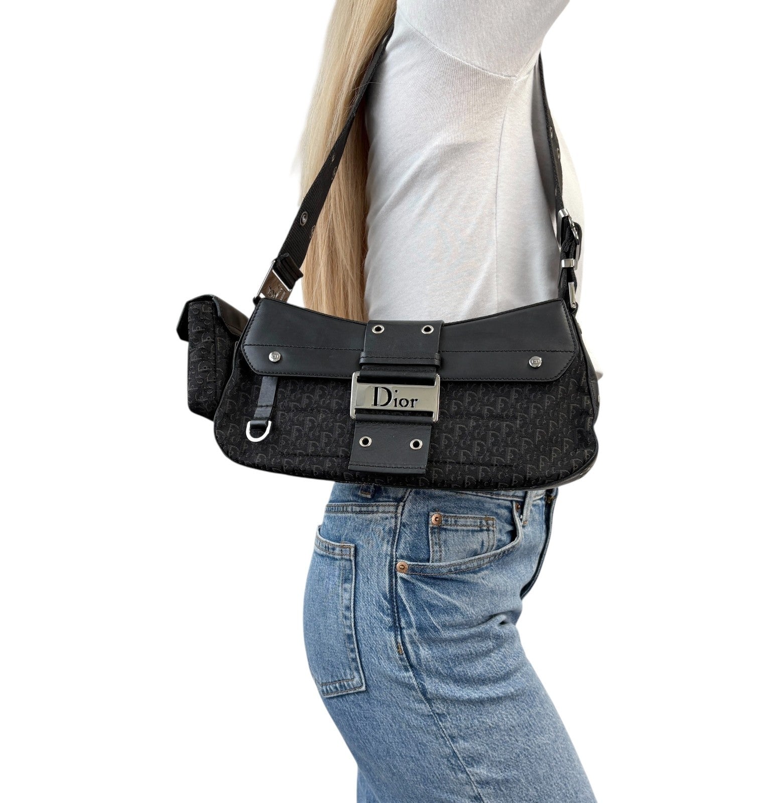 Christian Dior Vintage 2002 Trotter Street Chic Columbus Shoulder Bag Black