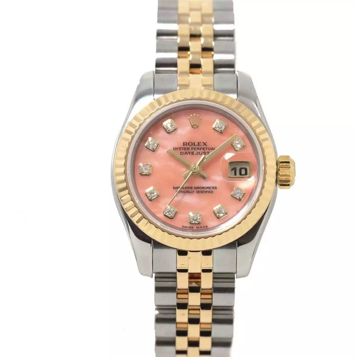 ROLEX Datejust 179173G Serial D 750 YG 10P Diamond pink opal Ladies 90212768