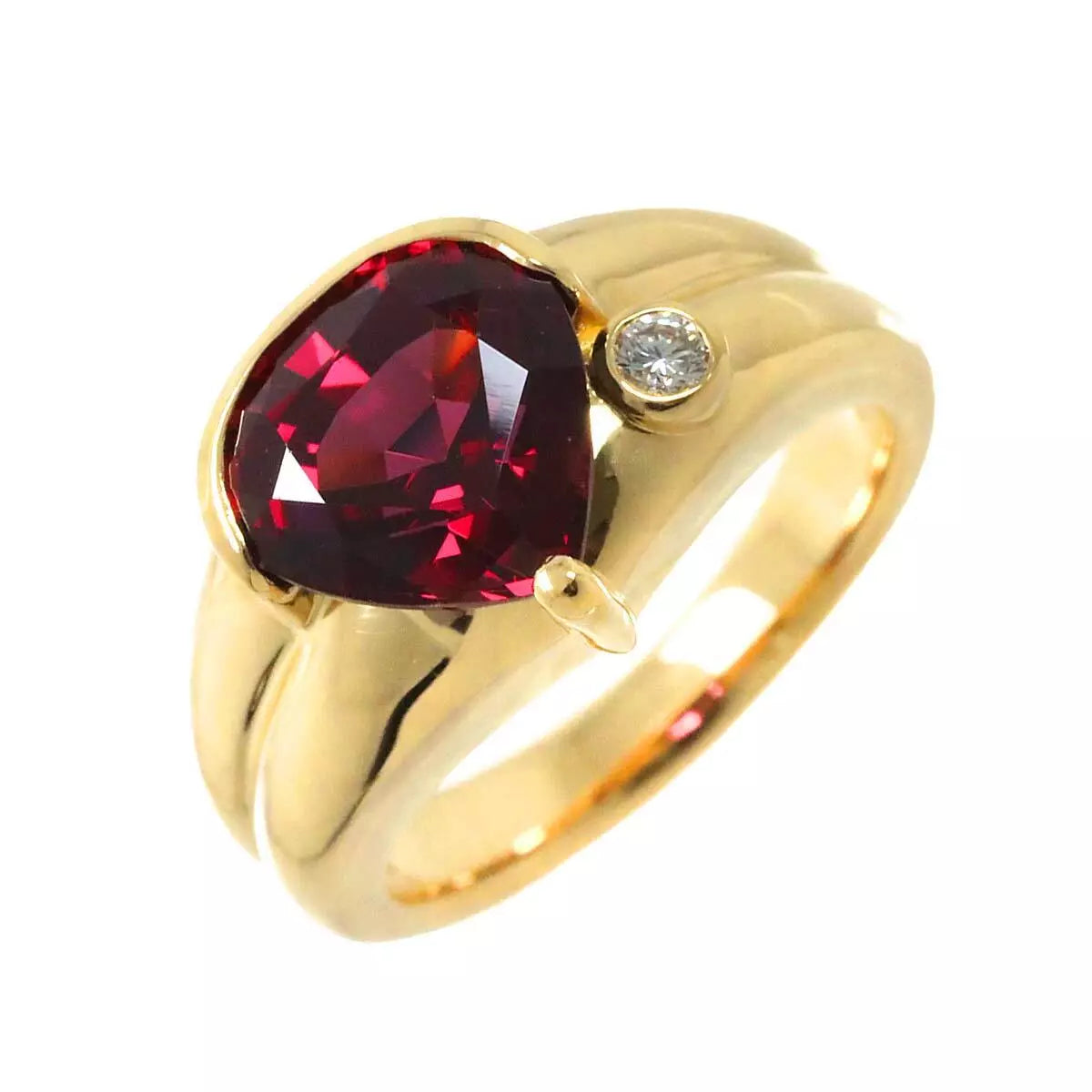 POLA Garnet 3.70ct Diamond 0.06ct Ring 18K YG 750 Size6.25-6.5(US) 90236945