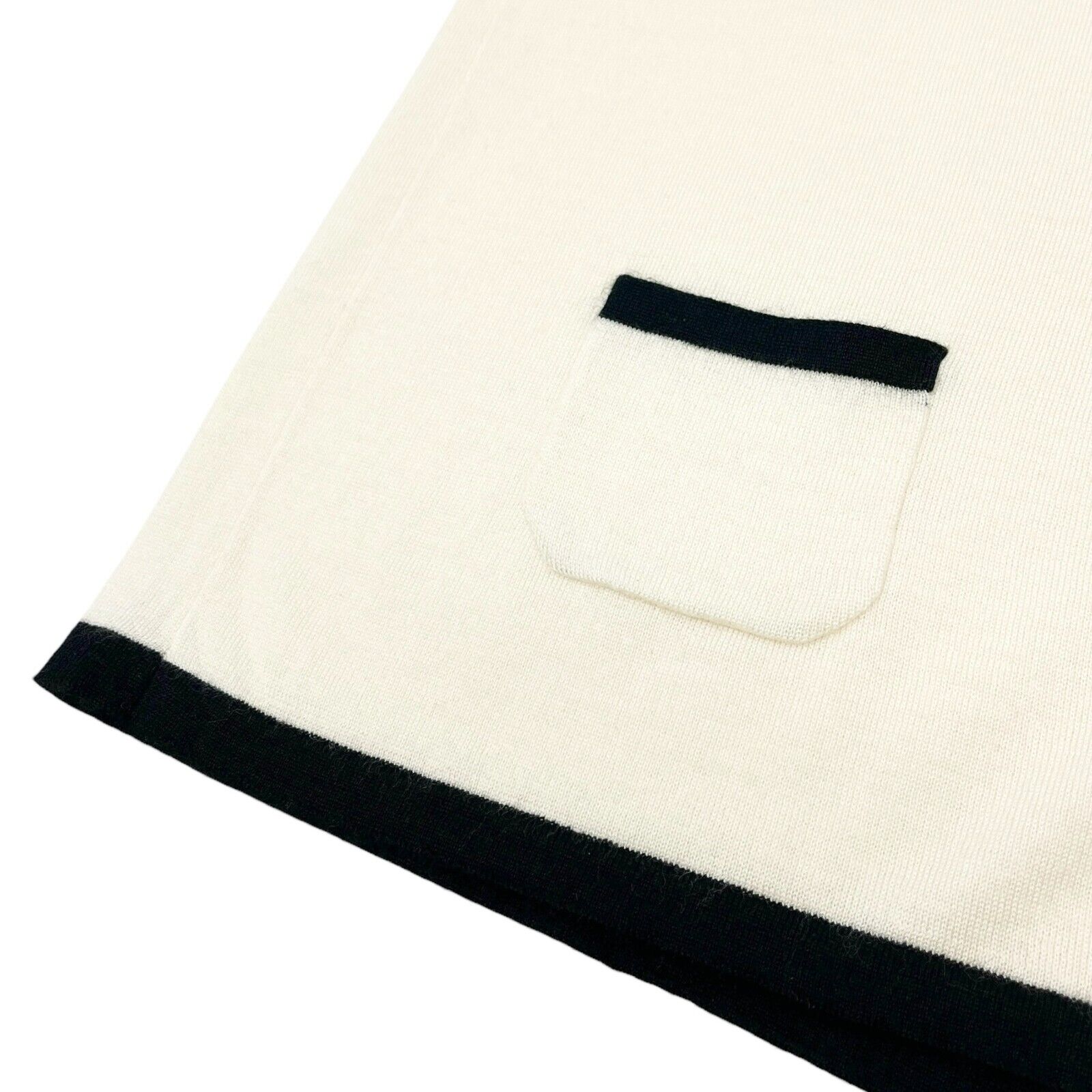 CHANEL Vintage 06C CC Mark Logo Knit Top #42 Pocket Pullover Cream Cashmere