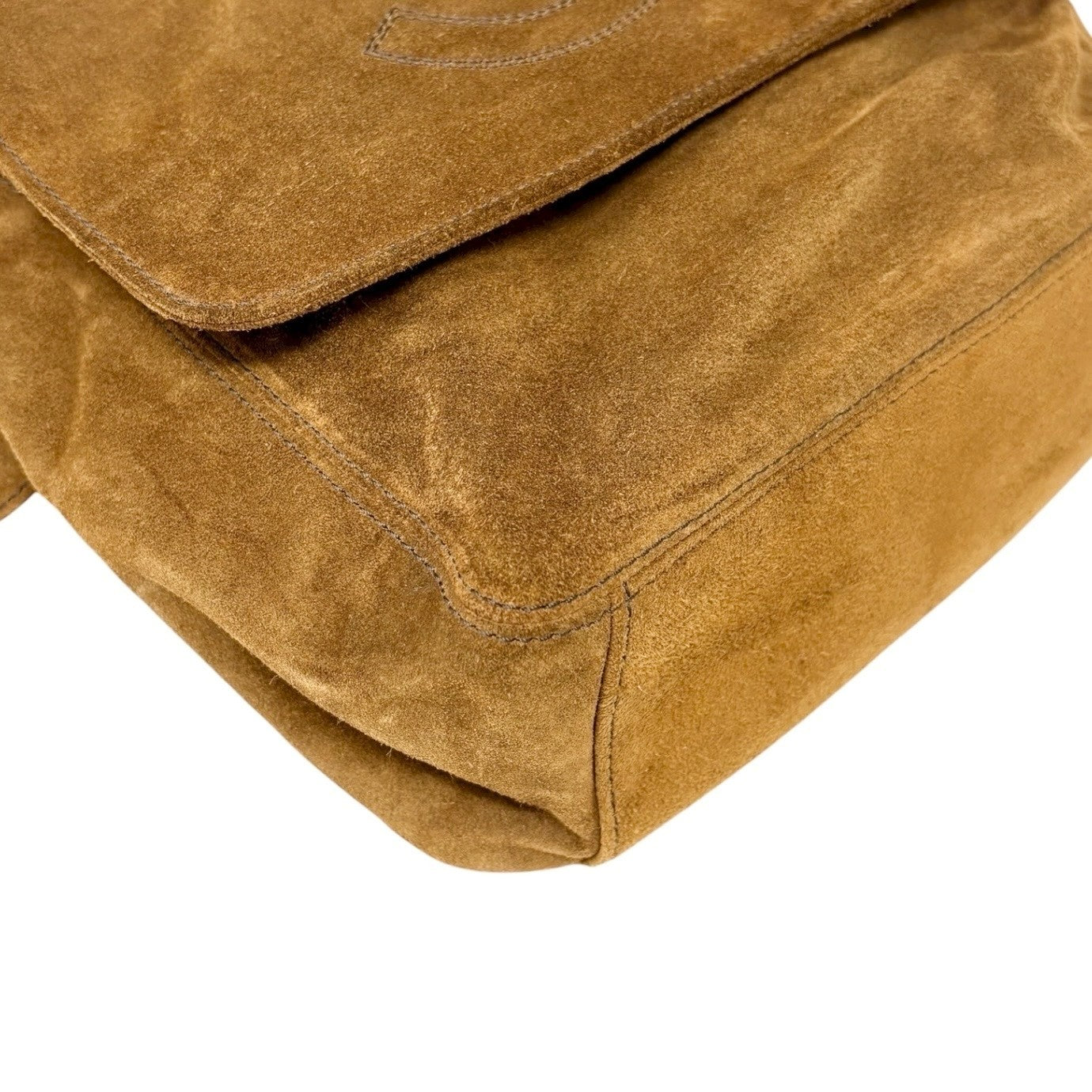 CHANEL Vintage CC Mark Logo Crossbody Shoulder Bag 2way Bag Fringe Brown Suede