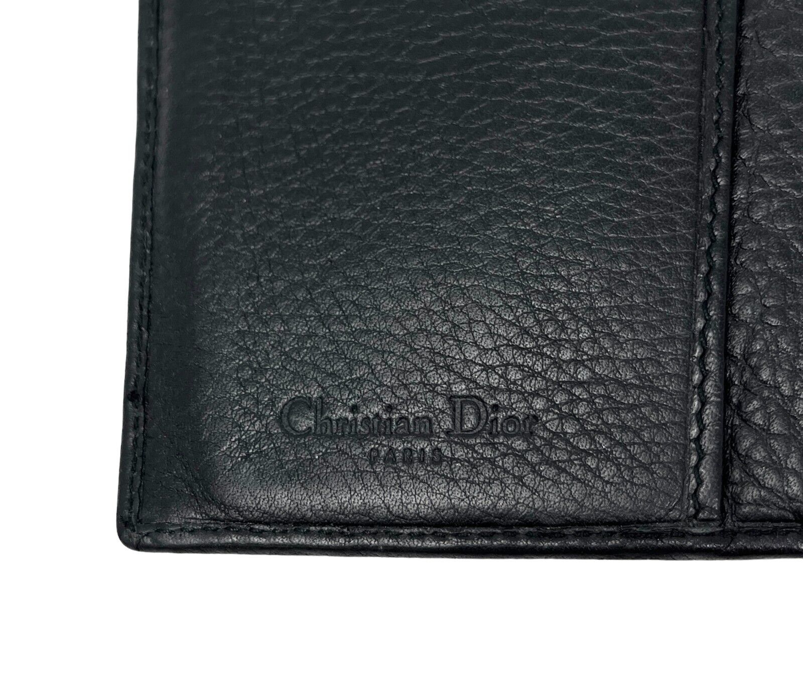 Christian Dior Vintage Logo Street Chic Wallet Purse Black Leather