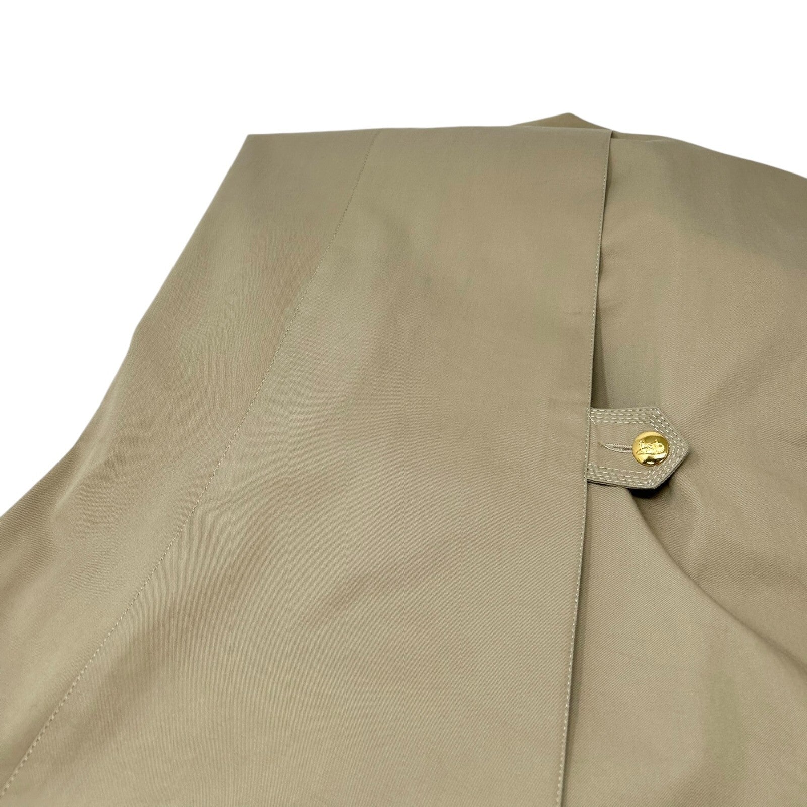 CELINE Vintage Logo Trench Coat #40 Light Brown Gold Cotton Button Stitch