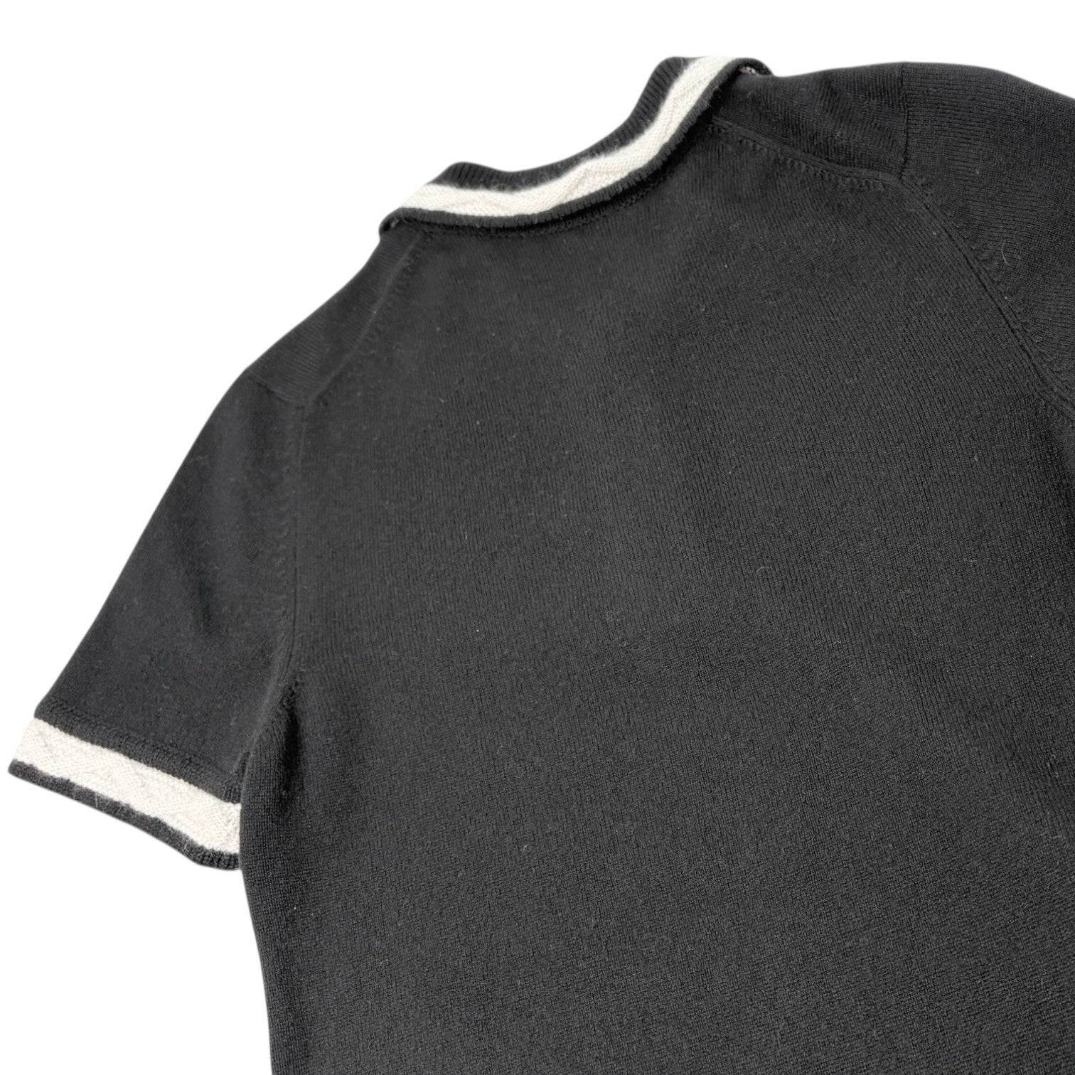 CHANEL Vintage 04A CC Logo Knit Dress One-piece #34 Black Gray Cashmere Button