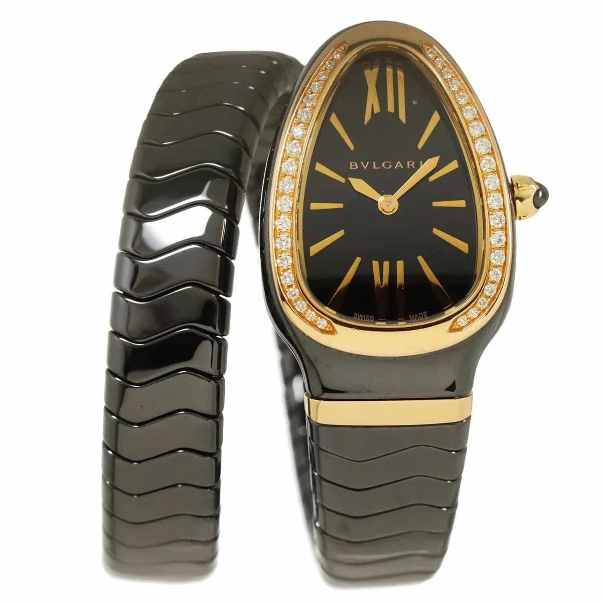 BVLGARI Serpenti SPC35BG Quartz K18PG Ceramic Ladies Watch 90343347