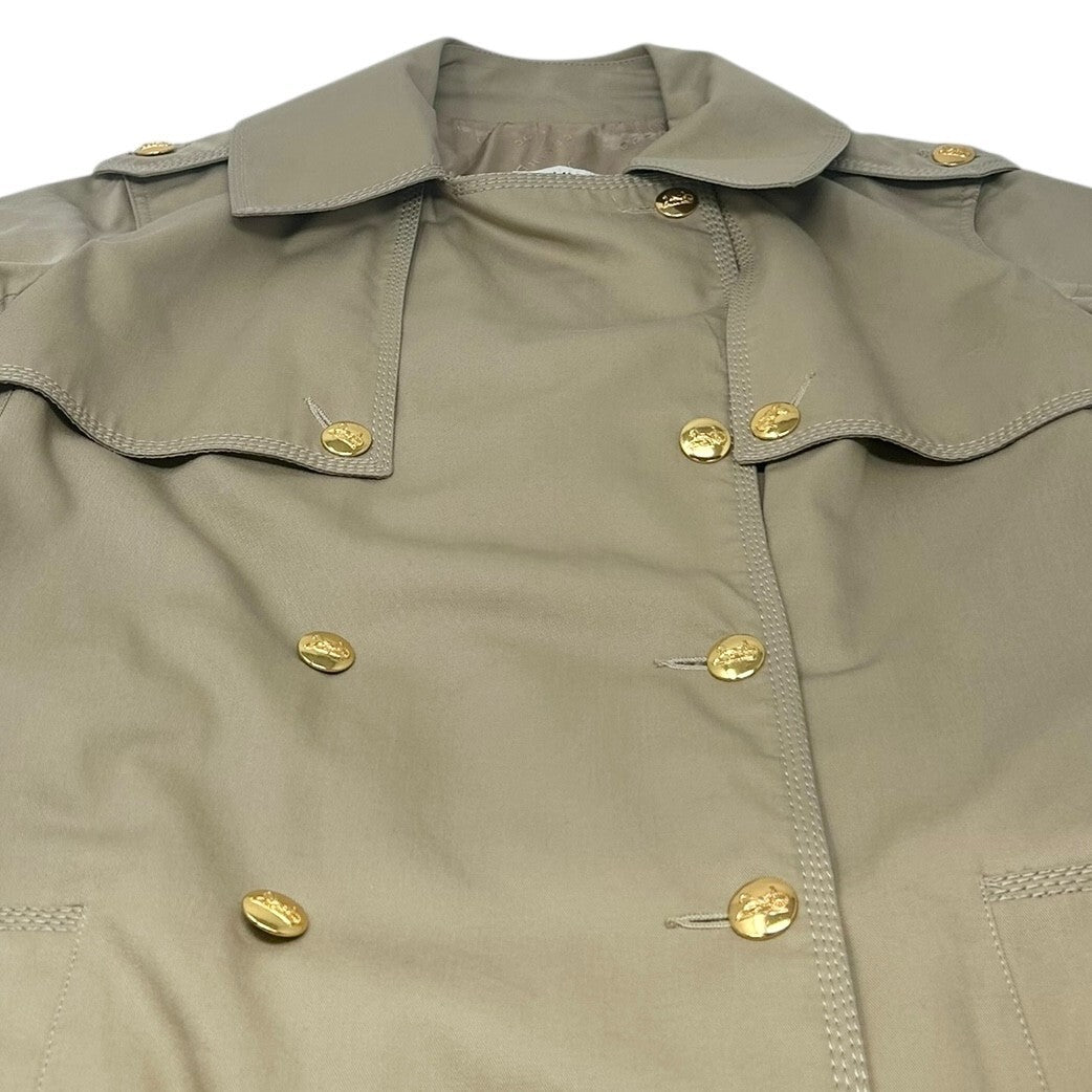 CELINE Vintage Logo Trench Coat #40 Light Brown Gold Cotton Button Stitch