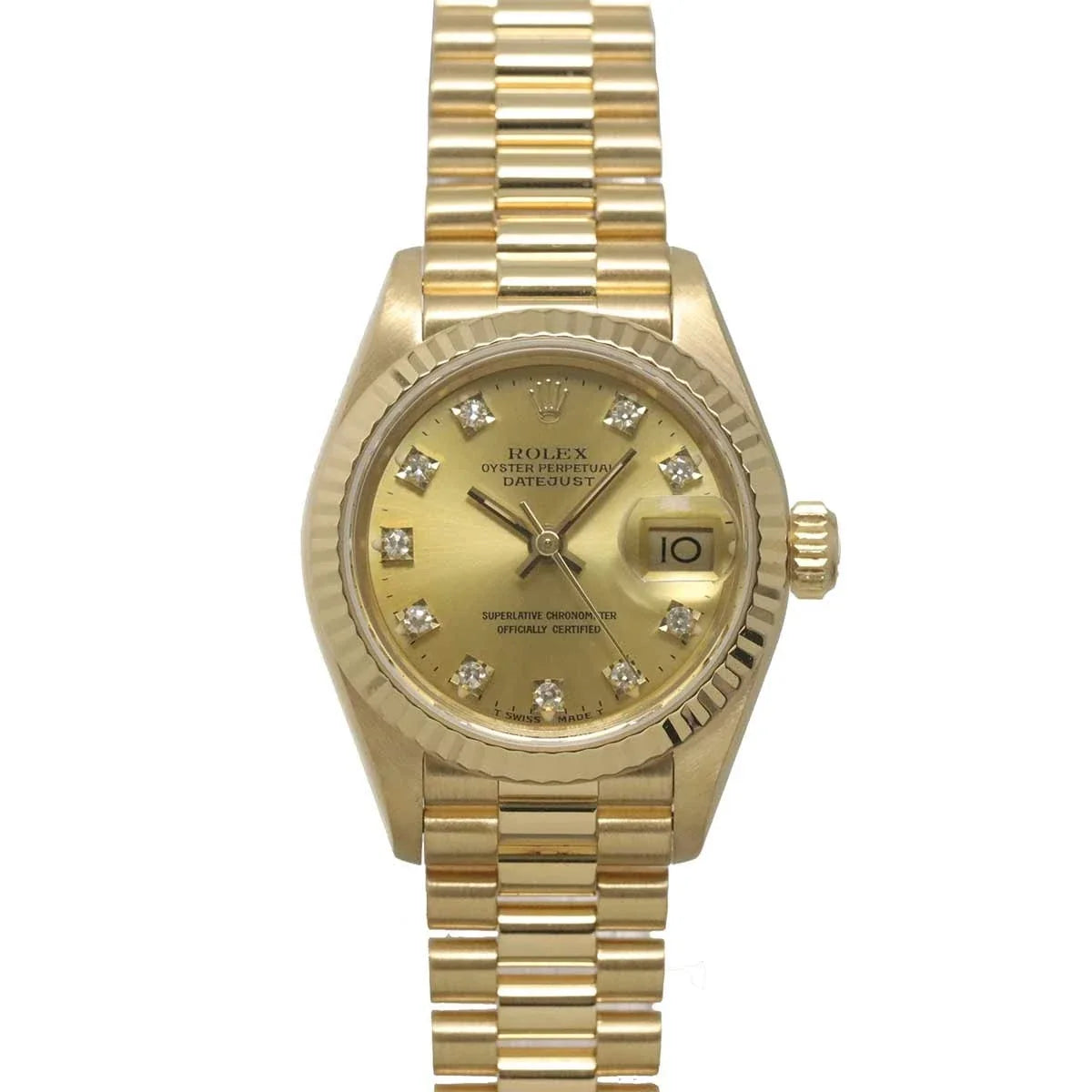 ROLEX Datejust 69178G Serial X 750 YG 10P Diamond Gold Dial Ladies 90329004