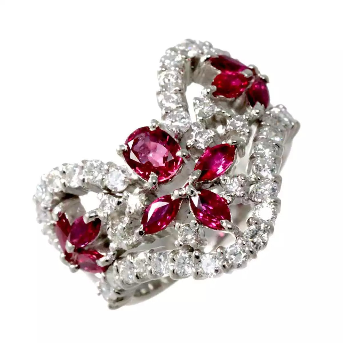 Ruby 0.44ct/1.08ct Diamond 1.15ct Ring Pt Platinum size6(US) 90233074