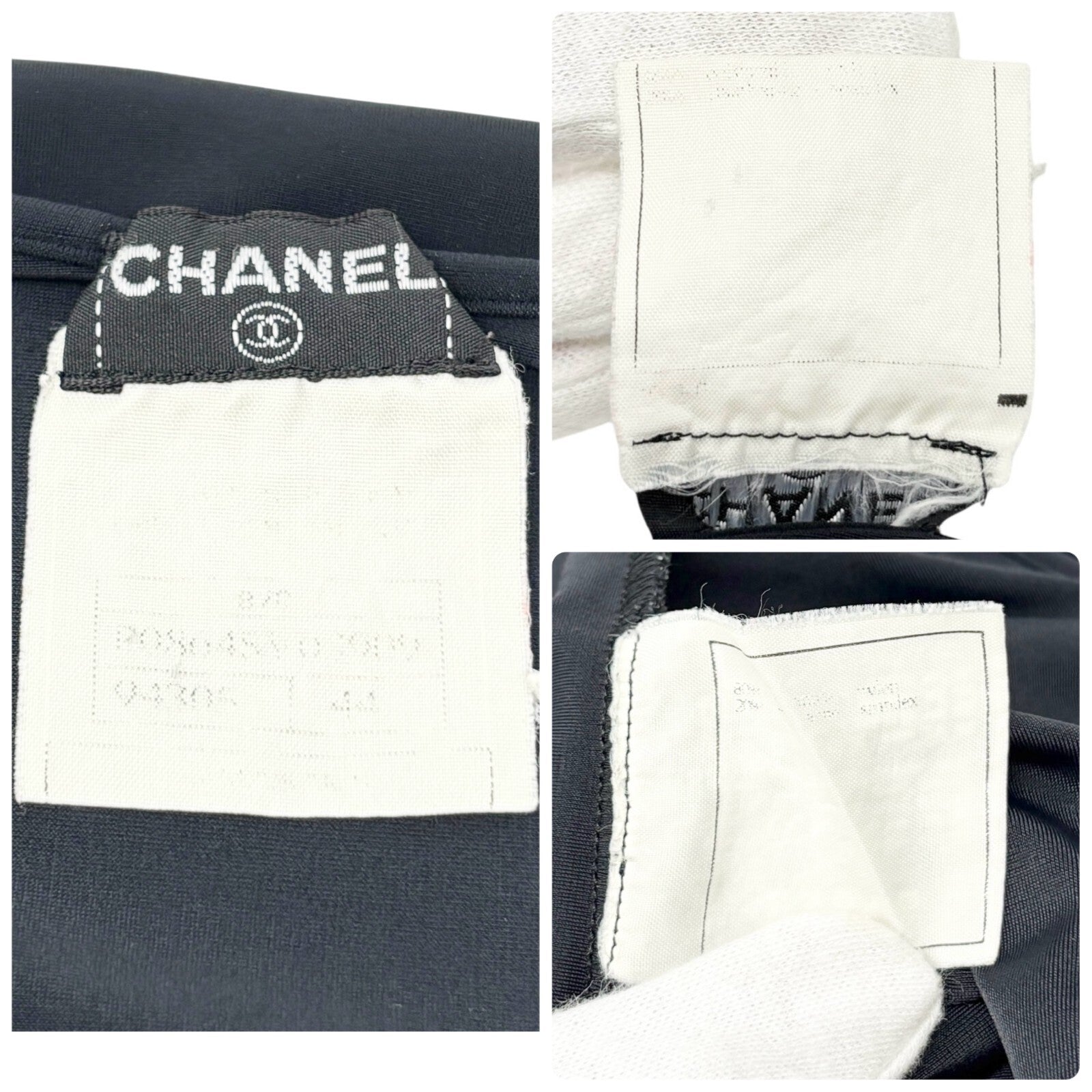CHANEL Vintage 97C CC Mark Logo Camisole Dress #44 One-piece Black Nylon