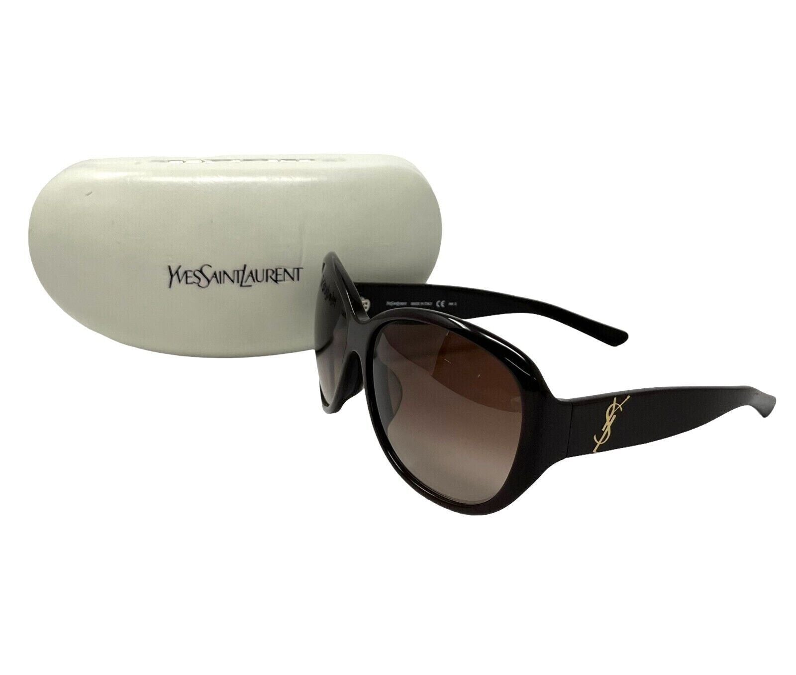 Yves Saint Laurent Vintage YSL Logo Sunglass 60/15/120 Brown Plastic RankAB