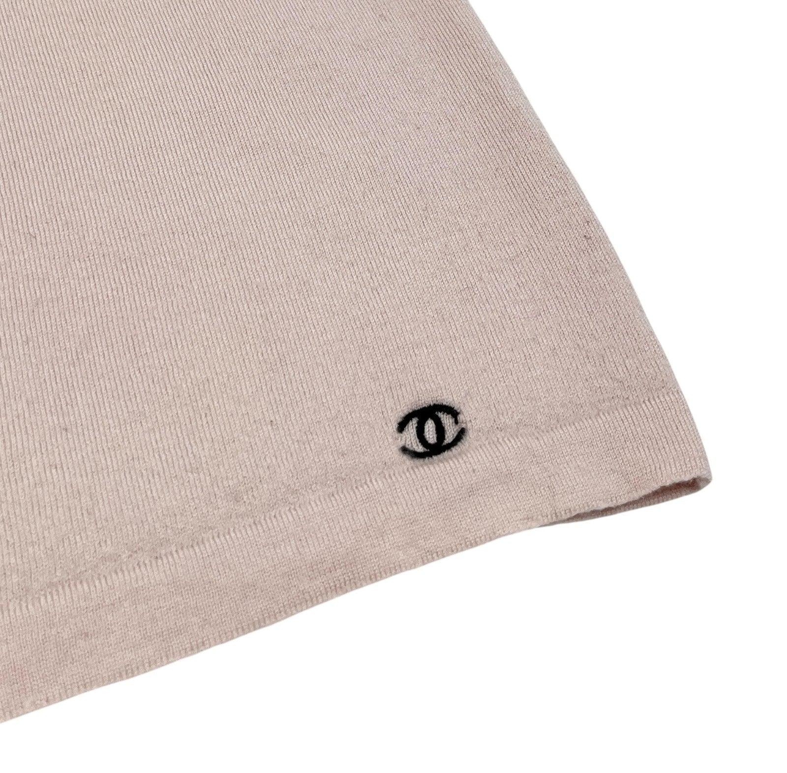 CHANEL Vintage 02A CC Logo Sweater Top #42 Knit Pullover Pink Black Wool RankB