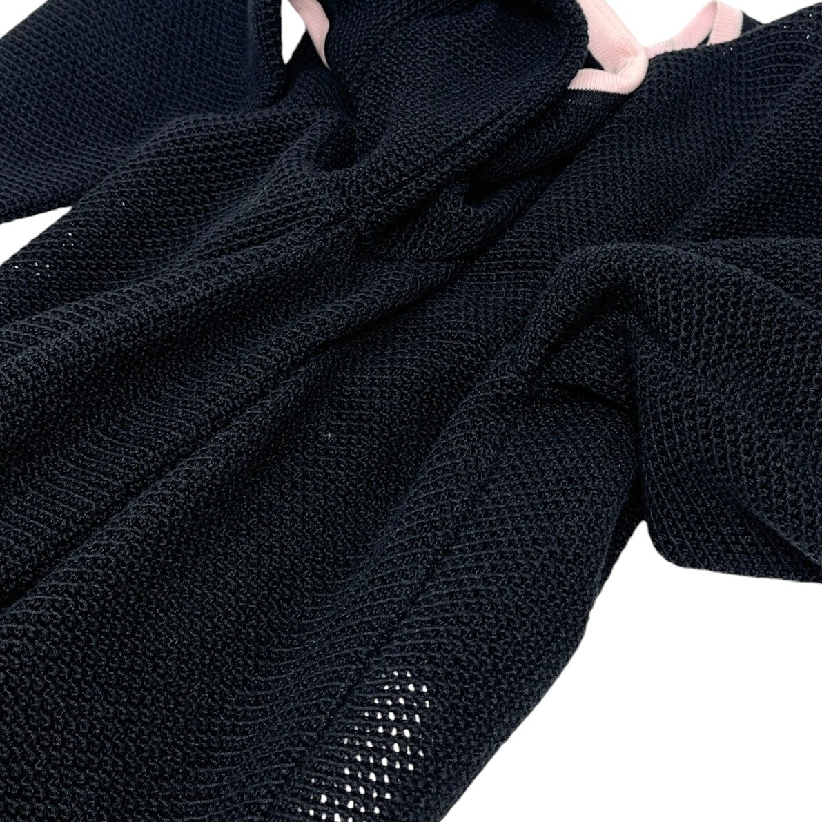 CHANEL Sport Vintage 03P CC Logo Mesh Zip Top #38 Knit Cardigan Black RankAB+