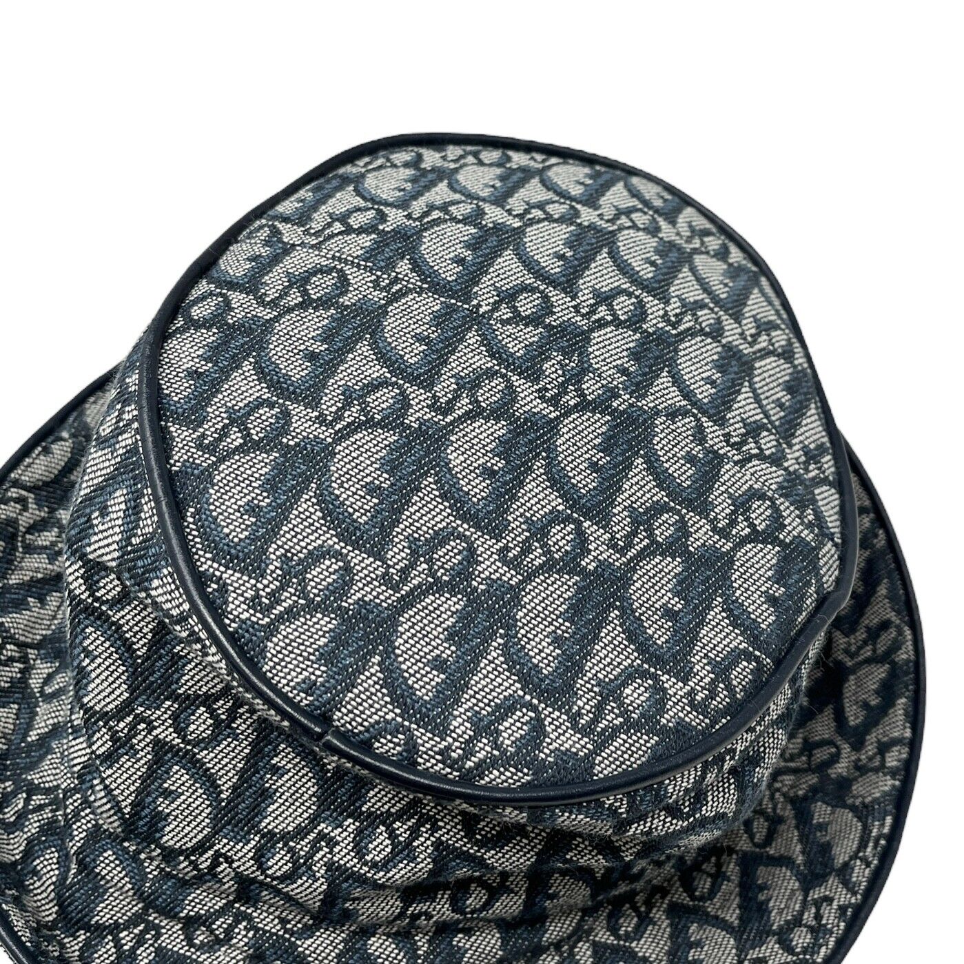 Christian Dior Vintage Trotter Monogram Bucket Hat #57 Dark Blue Cotton