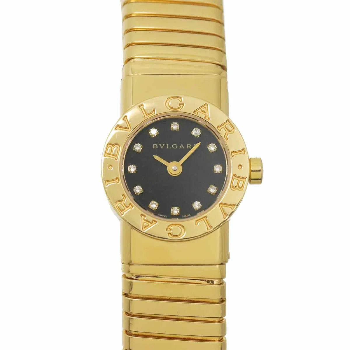 BVLGARI BVLGARIBVLGARI Tubogas BB192TG 12P Diamond 750 YG Black Dial 90323643