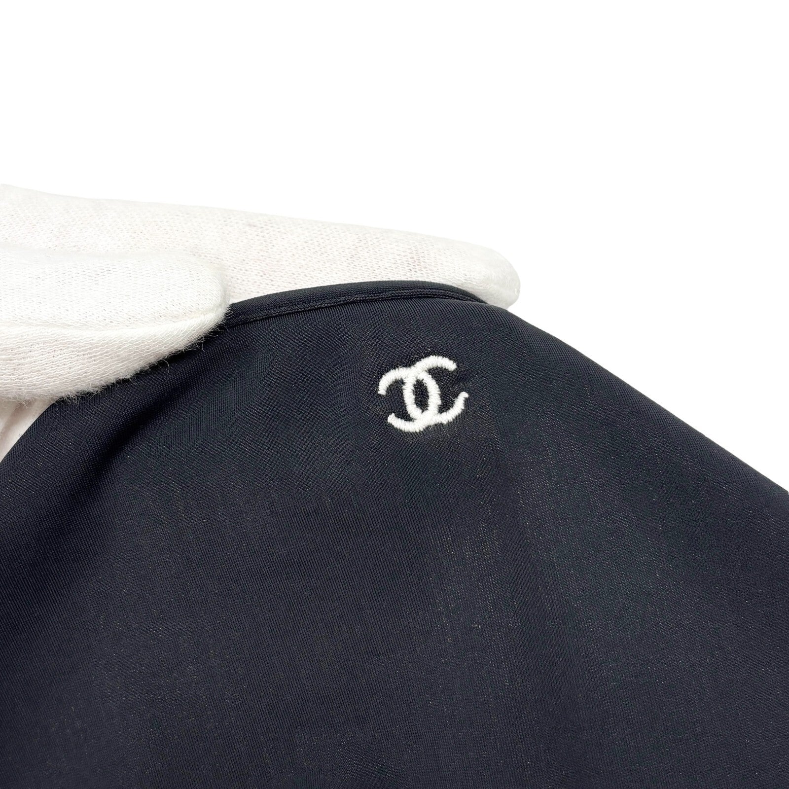 CHANEL Vintage 97C CC Mark Logo Camisole Dress #44 One-piece Black Nylon