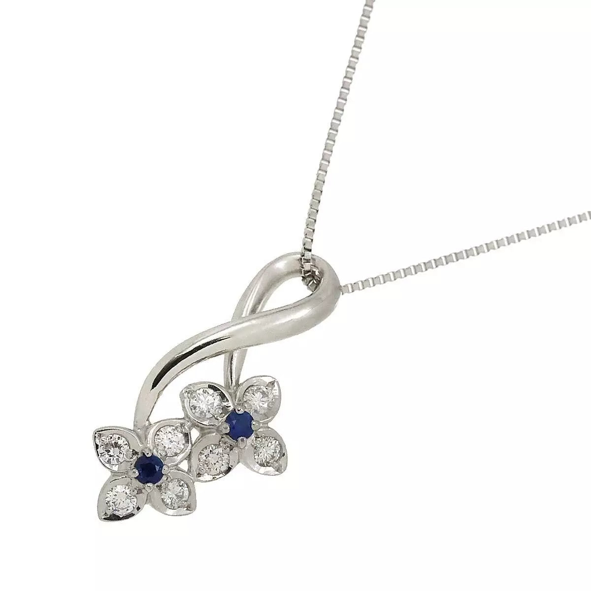 Diamond 0.15ct Sapphire 0.09ct Necklace Pt Platinum 90254276