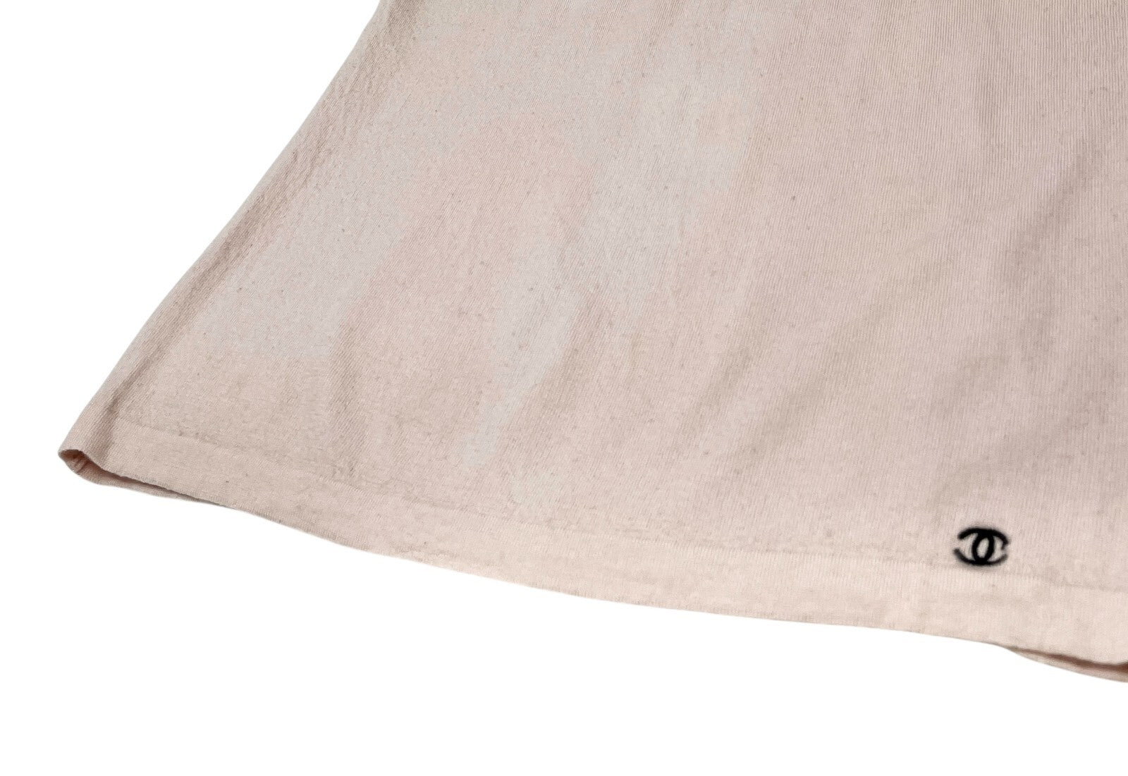 CHANEL Vintage 02A CC Logo Sweater Top #42 Knit Pullover Pink Black Wool RankB