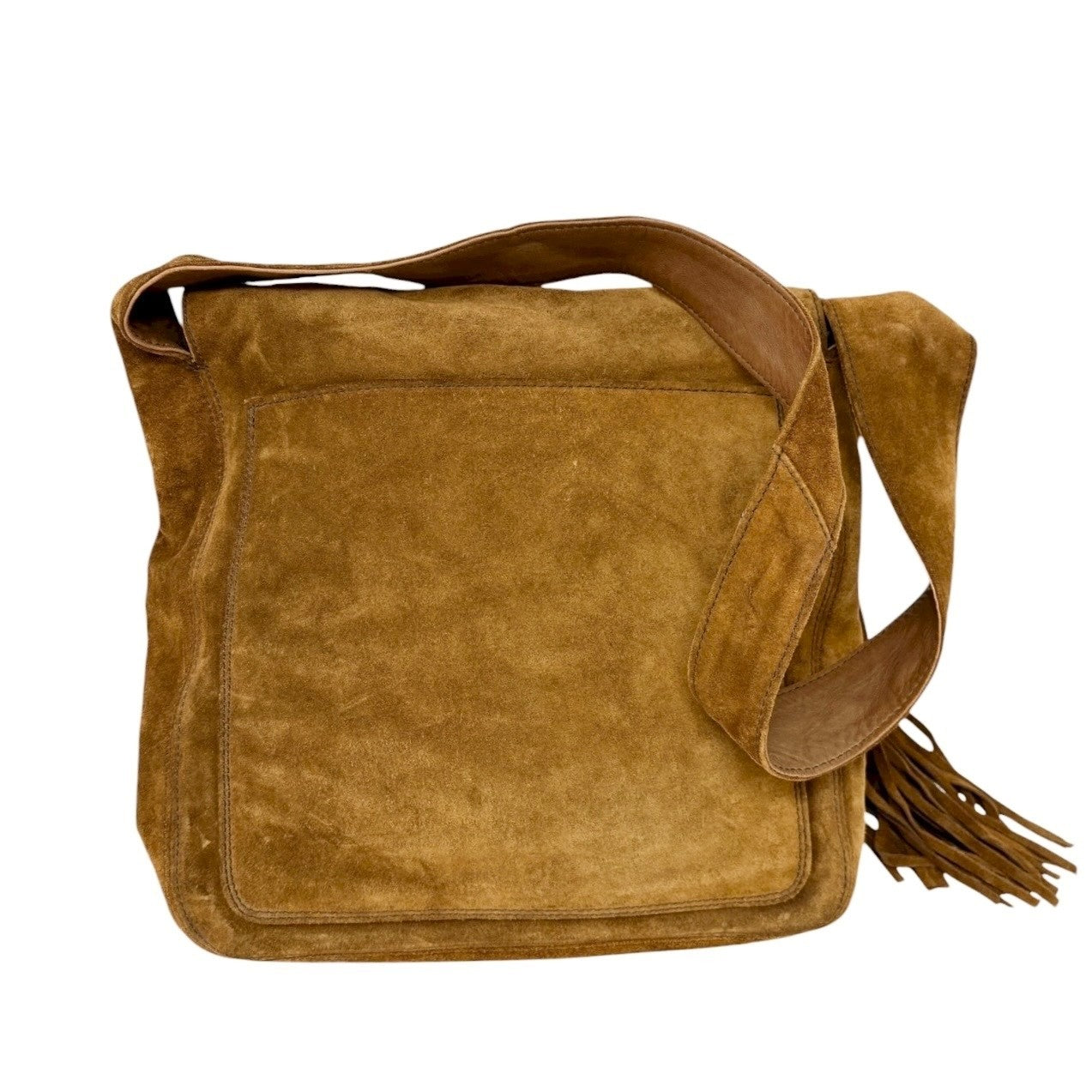 CHANEL Vintage CC Mark Logo Crossbody Shoulder Bag 2way Bag Fringe Brown Suede