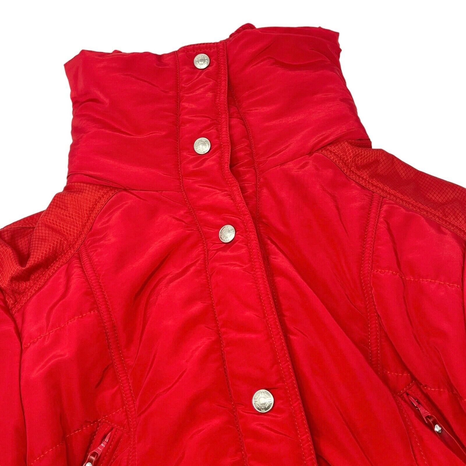 Christian Dior Vintage Logo Puffer Jacket Pants Set #38 Zip Button Red