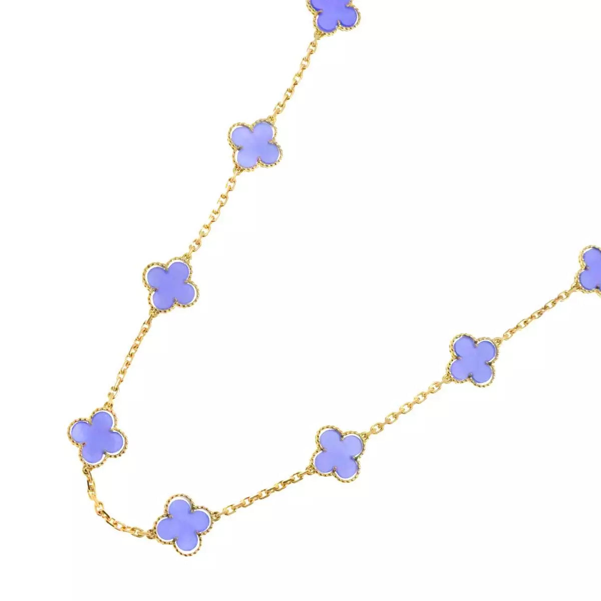 Van Cleef Arpels Vintage Alhambra Chalcedony 20P Necklace 18K YG 750 90235761