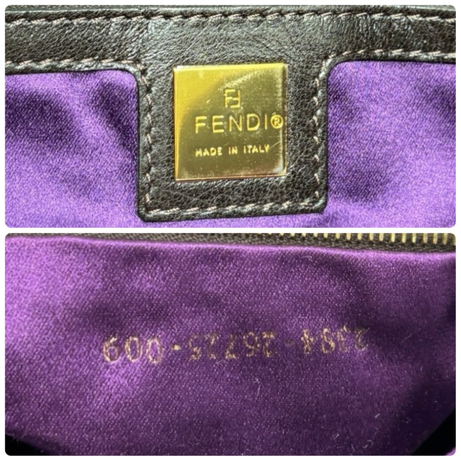 FENDI Vintage FF Logo Mamma Baguette Shoulder Bag Handbag Brown Gold Suede