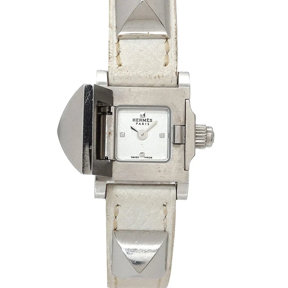 HERMES Medor Mini ME2.110 Studs Quartz White Dial Ladies Watch 90334932