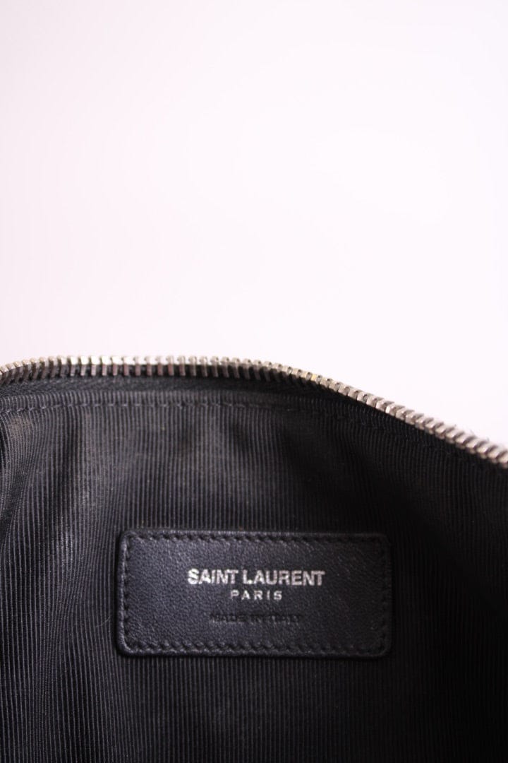 Saint Laurent Saint Laurent Croc Effect Wristlet Clutch Black